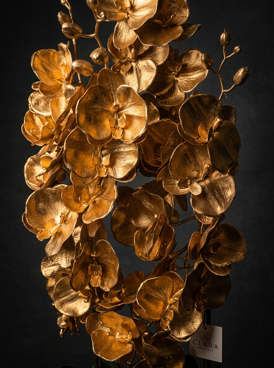Clara Golden kollekció – Arany orchidea virágok közelről