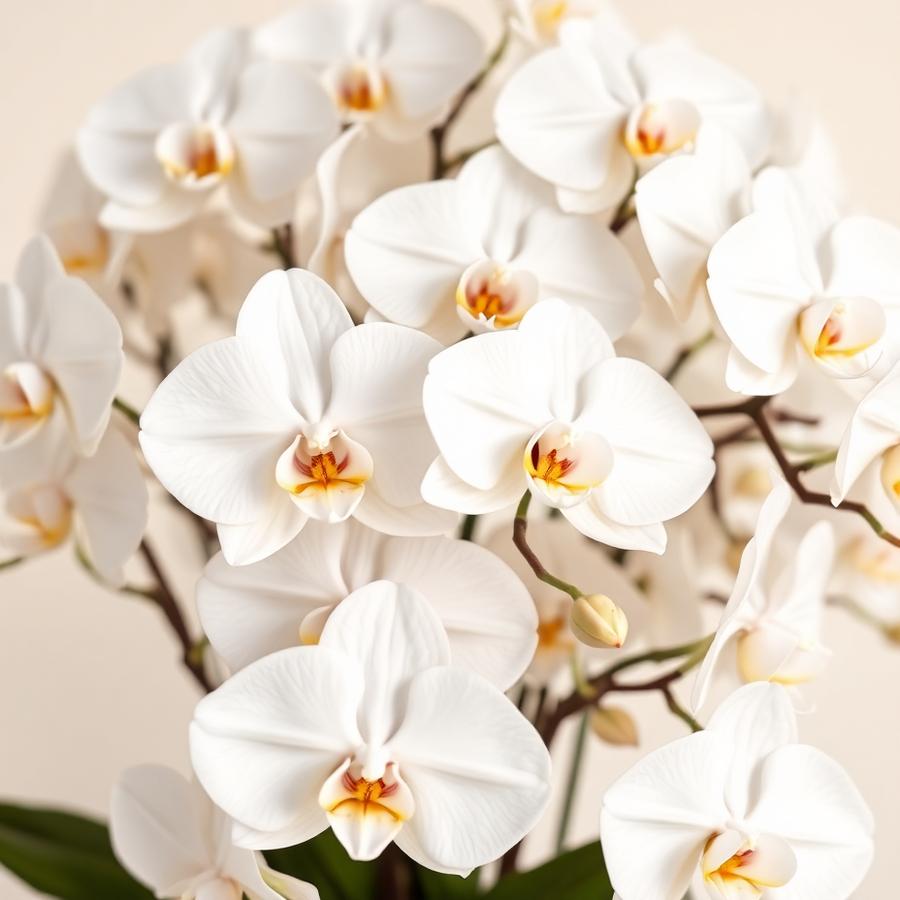 Clara Harmony kollekció – Fehér orchidea virágok közelről