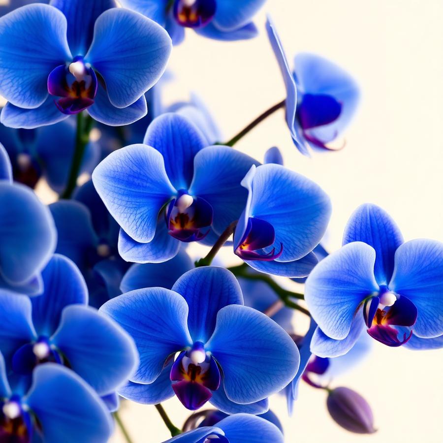 Clara Sapphire kollekció – Kék orchidea virágok közelről